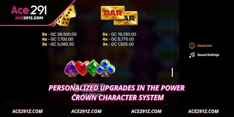 Personalized upgrades in the Power Crown character system